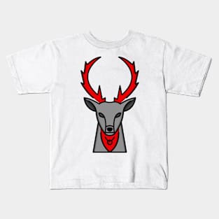 Reindeer Stag Animal Grey Red Kids T-Shirt